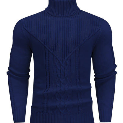Suéter de cuello alto trenzado vintage para hombre – Jersey de punto clásico