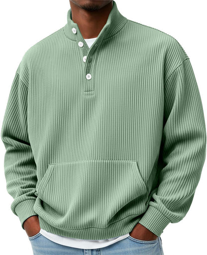 Sweat-shirt homme col roulé uni – Polo décontracté à manches longues