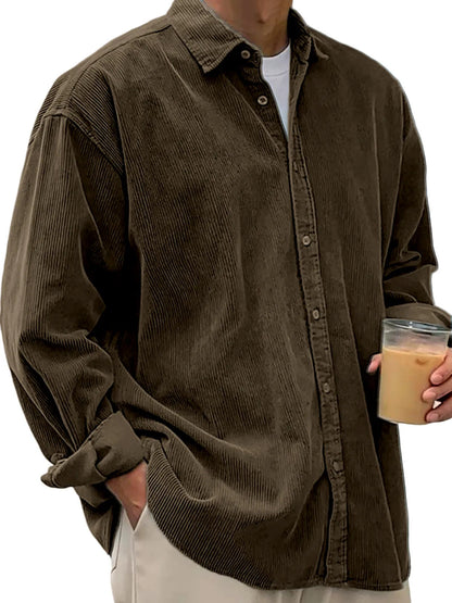 Veste-chemise en velours côtelé pour homme – Manteau décontracté coupe ample pour l'automne