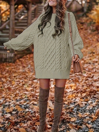 Women’s Vika Sweater – Loose Midi Knit Crewneck Pullover