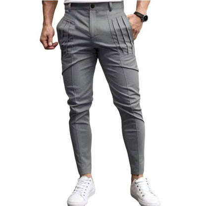 Pantalon habillé court coupe slim pour homme – Taille élastique décontractée doublé polaire