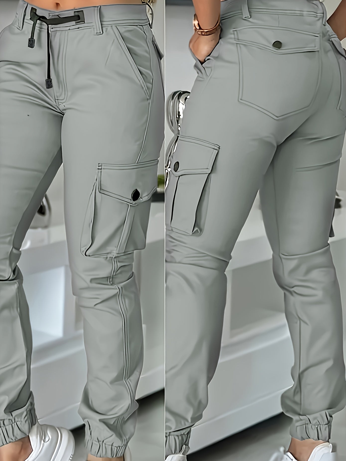 Women’s High-Waisted Cargo Pants – Elegant All-Season Work Trousers