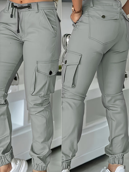Women’s High-Waisted Cargo Pants – Elegant All-Season Work Trousers