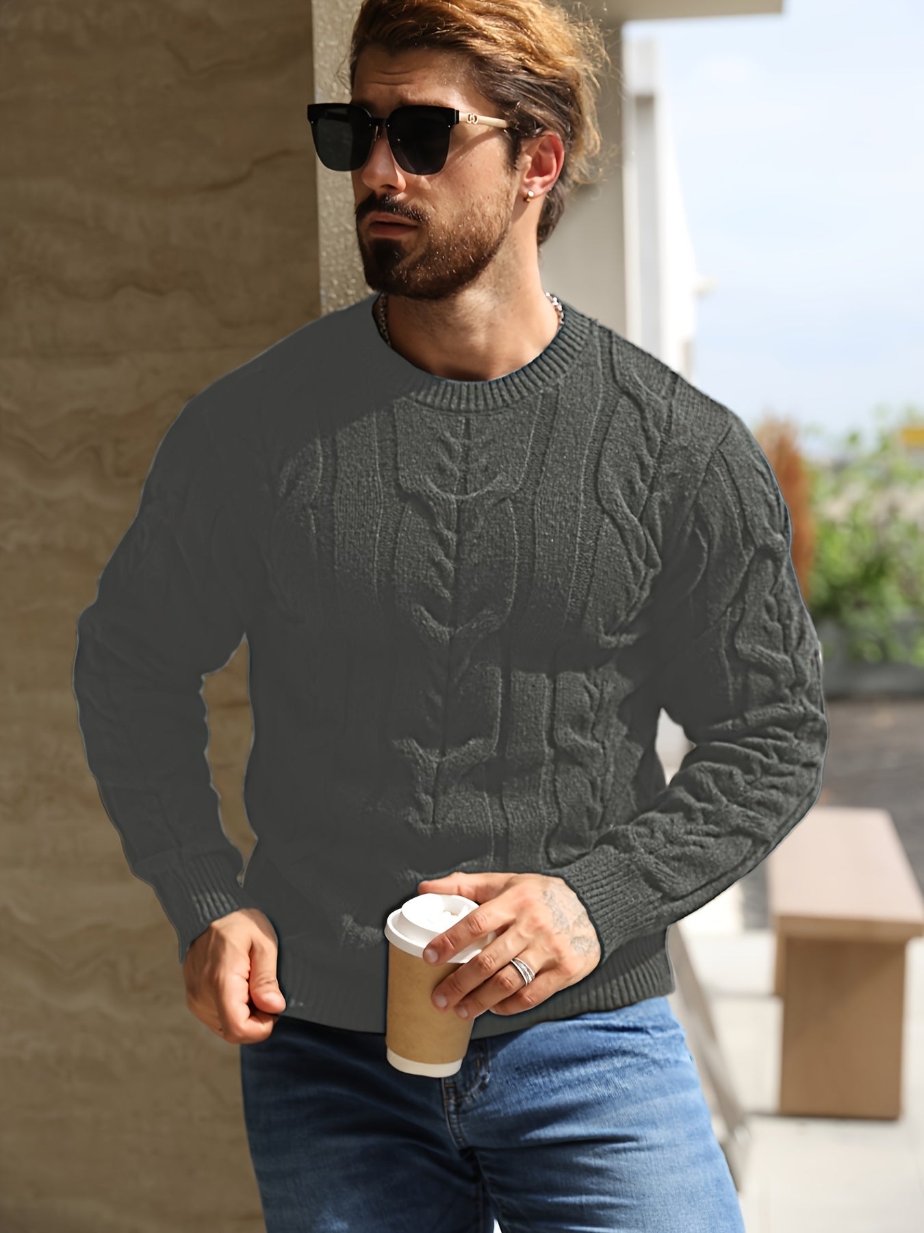 Men’s Striped Knit Sweater – Soft Crewneck Ribbed Trim Pullover