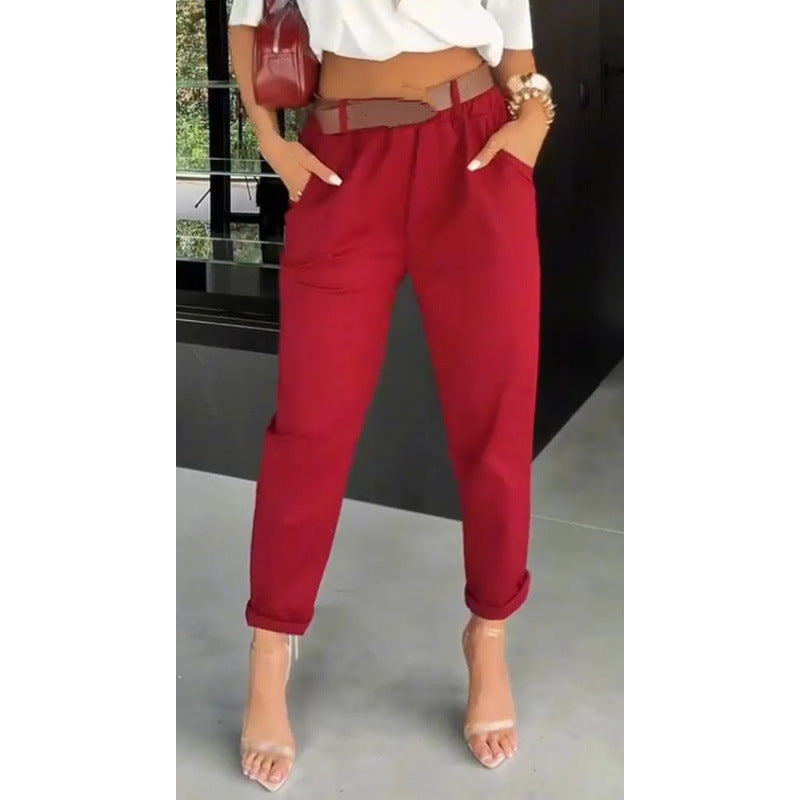 Women’s Slim Straight Pants – High Waist Casual Everyday Fit