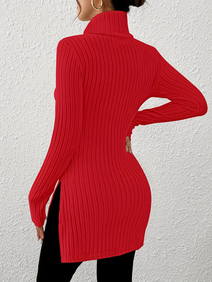 Women’s Elegant Turtleneck Top – Soft Long Sleeve High-Neck Knit