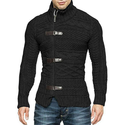 Cardigan col roulé pour homme – Coupe ajustée tricot automne-hiver