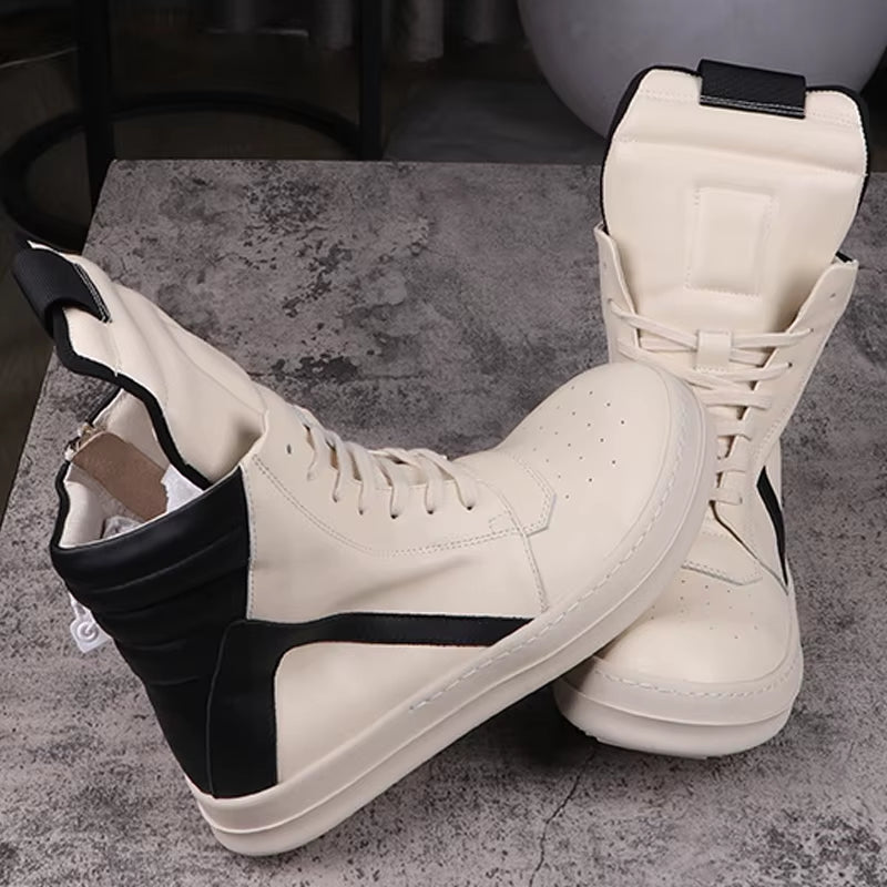 Men'S Casual Shoes Leather Shoes for Women Inverted Triangle Design Women'S Sneakers Lace-Up Patchwork Men'S Shoes
