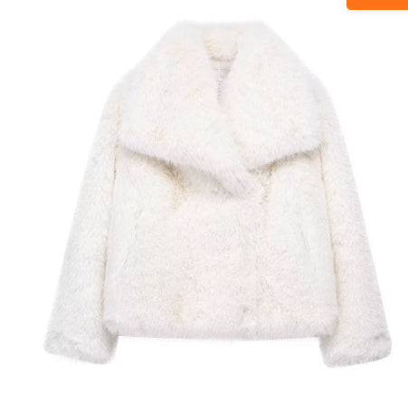 Loom & Soul™ Fluffy Lapel Plush Coat – Women’s Warm Winter Jacket for Effortless Chic Comfort