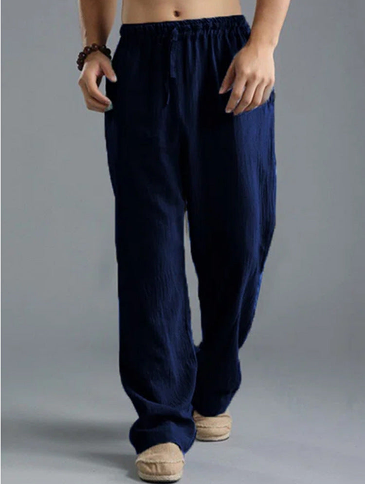 Pantalon en lin respirant pour homme – Pantalon de sport décontracté coupe ample