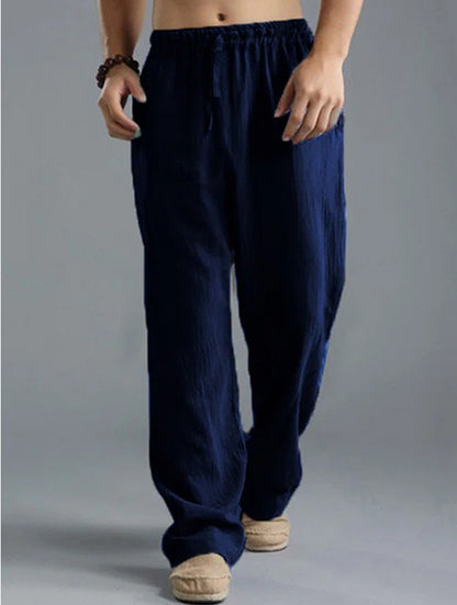 Pantalon en lin respirant pour homme – Pantalon de sport décontracté coupe ample