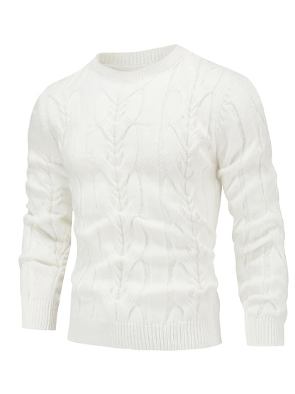 Men’s Striped Knit Sweater – Soft Crewneck Ribbed Trim Pullover