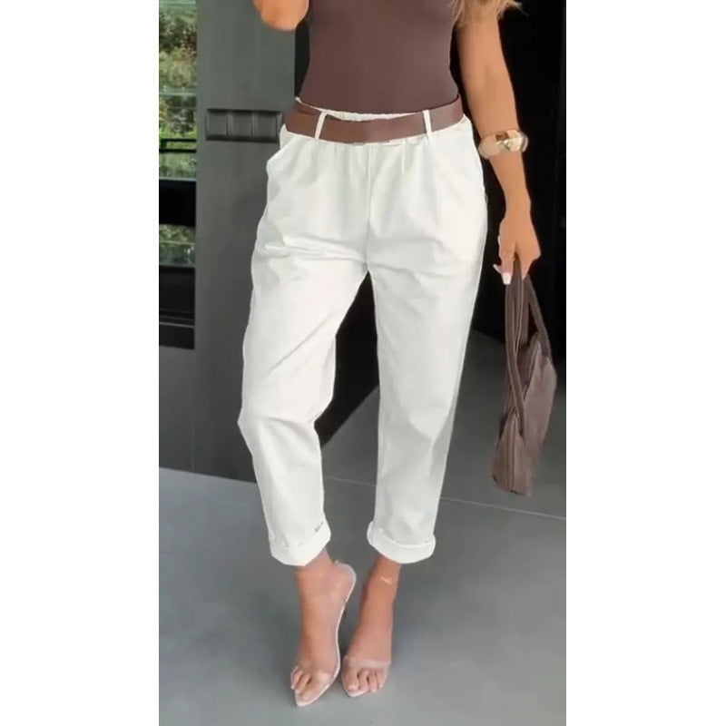 Women’s Slim Straight Pants – High Waist Casual Everyday Fit