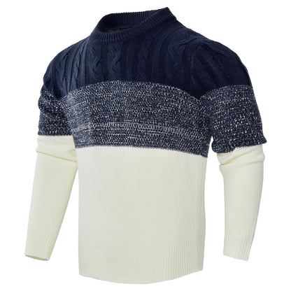 Suéter de punto trenzado a bloques de color para hombre – Jersey de manga larga