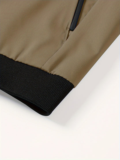 Men’s Letter Embroidered Bomber Jacket – Sporty Casual Streetwear