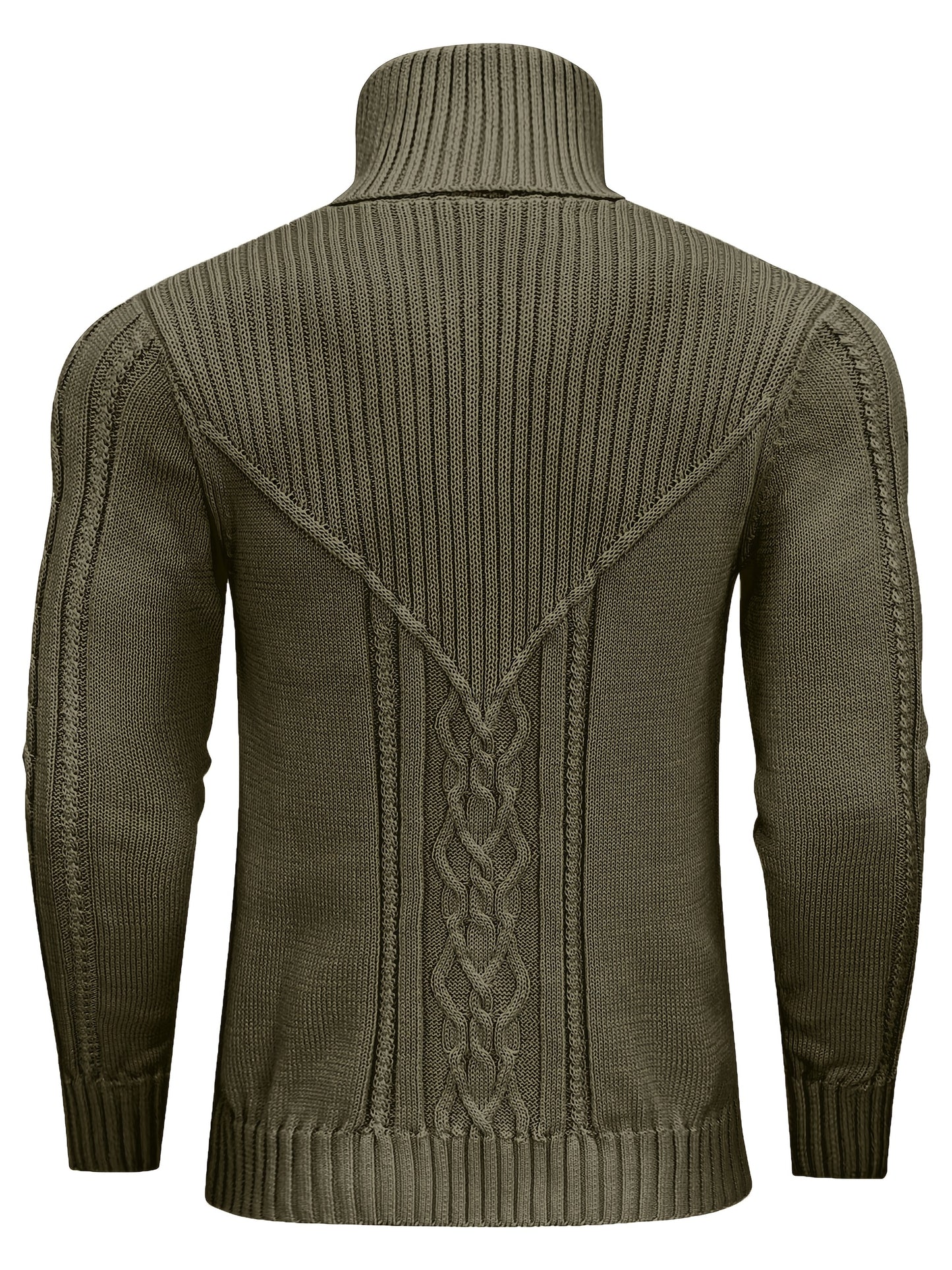 Suéter de cuello alto trenzado vintage para hombre – Jersey de punto clásico
