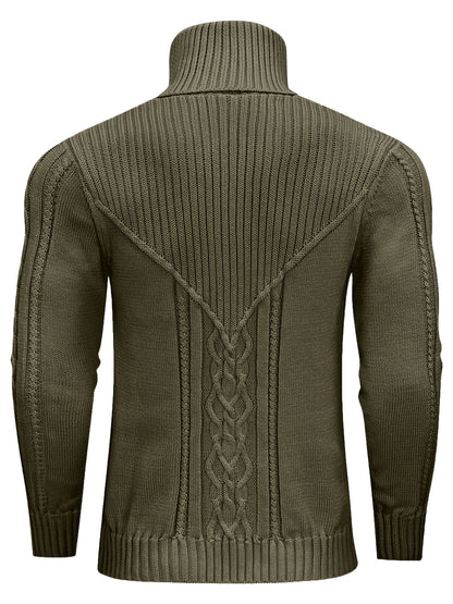 Suéter de cuello alto trenzado vintage para hombre – Jersey de punto clásico