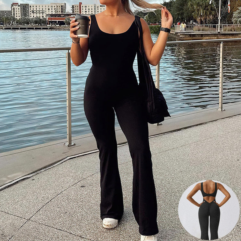 Mono de yoga sin espalda ajustado para mujer – Ropa deportiva moldeadora