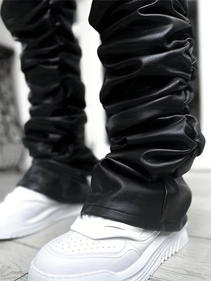 Men’s Casual Long Pants – Loose-Fit Straight-Leg Polyester Trousers