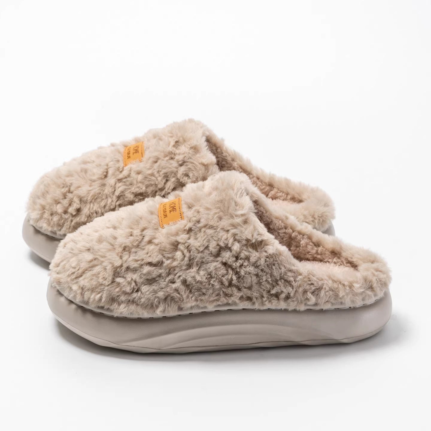 Plush Cotton Home Slippers – Thick Sole Warm Comfort Slides