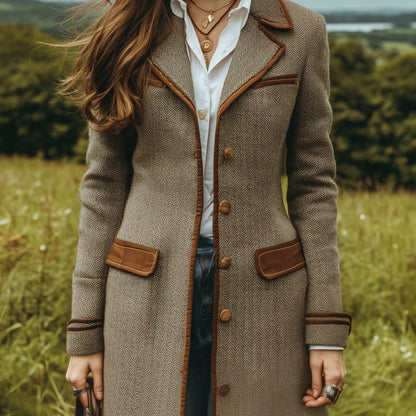 Abrigo espigado marrón – Chaqueta elegante con cinturón de largo medio