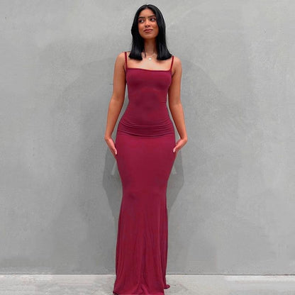 Vestido Largo Maxi A-Line sin Mangas – Vestido de Verano Minimalista de Cintura Alta