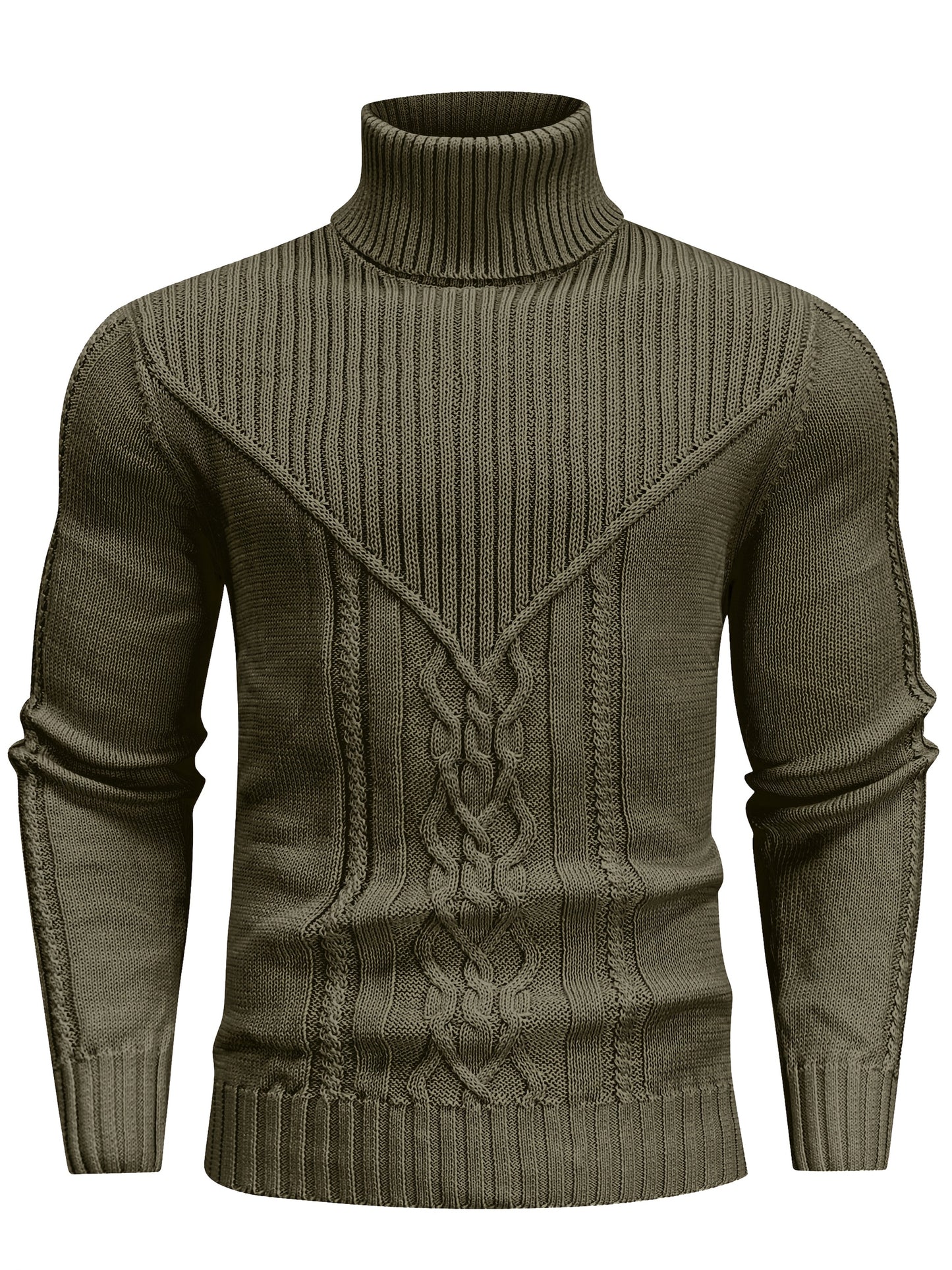 Suéter de cuello alto trenzado vintage para hombre – Jersey de punto clásico