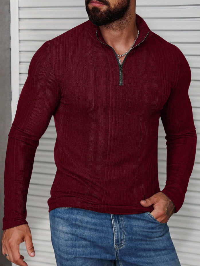 Sweat à capuche côtelé à col montant pour homme – Coupe ajustée et épaisse