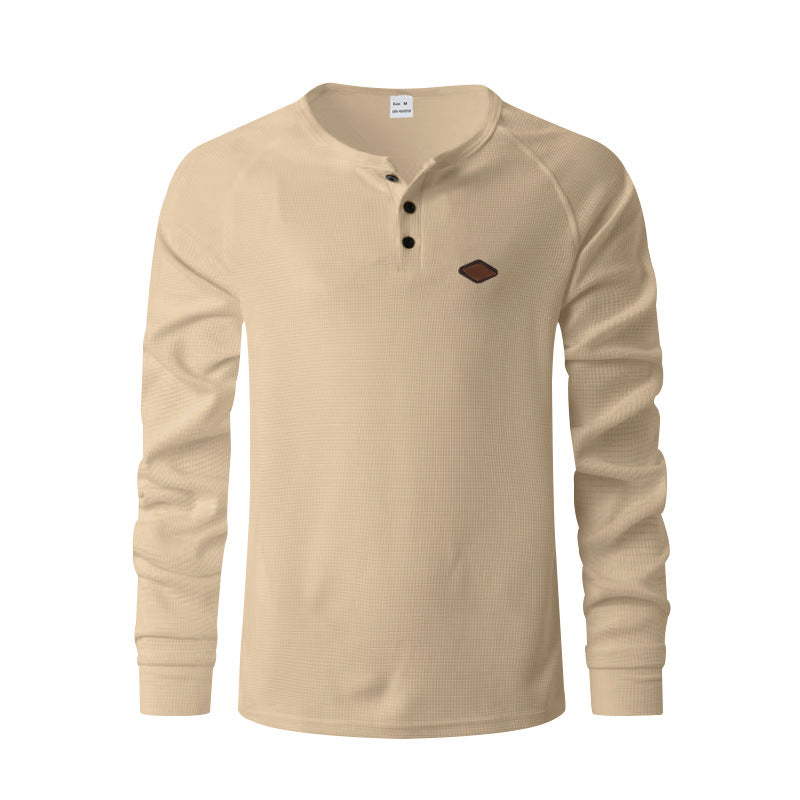Henley gofre de manga larga para hombre – Secado rápido ajuste holgado ranglán