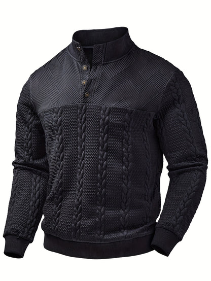 Men’s Casual Henley Shirt – Soft Stretch Long Sleeve Button Top