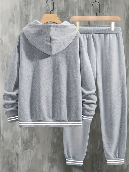 Men’s Paris Letter Print Set – Hoodie & Pants Fall/Winter Outfit