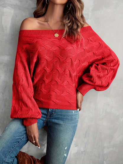 Women’s Off-Shoulder Batwing Sweater – Relaxed All-Season Knit