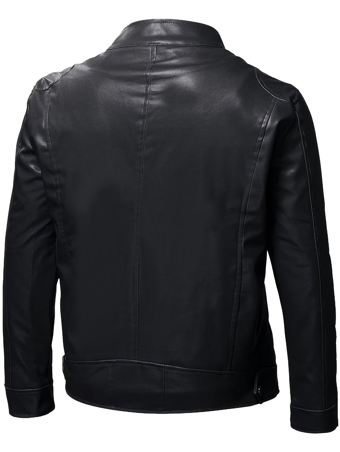 Men’s Windproof PU Jacket – Stand Collar Motorcycle Street Coat