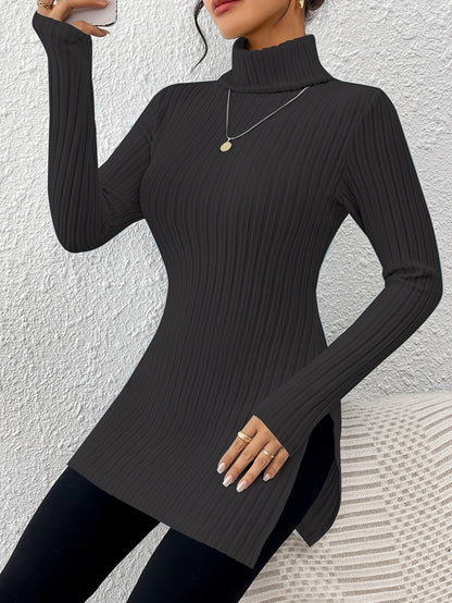 Women’s Elegant Turtleneck Top – Soft Long Sleeve High-Neck Knit