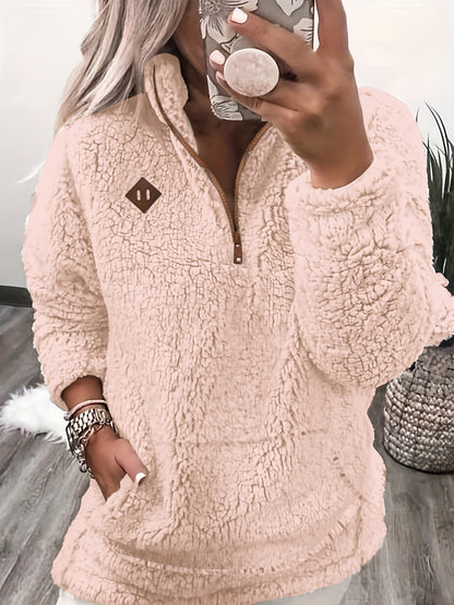 Cozy Fleece-Lined Zip-Up Hoodie – Soft Women’s Casual Sweatshirt