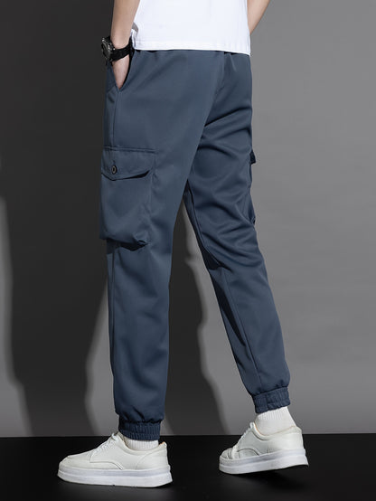 Men’s Olive Cargo Pants – Multi-Pocket Drawstring Utility Trousers