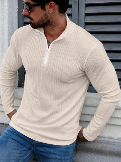 Sweat à capuche côtelé à col montant pour homme – Coupe ajustée et épaisse