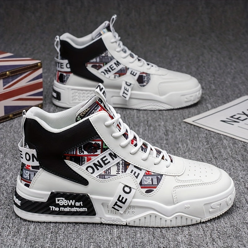 Men’s High-Top Skateboard Shoes – Trendy Casual Street Sneakers