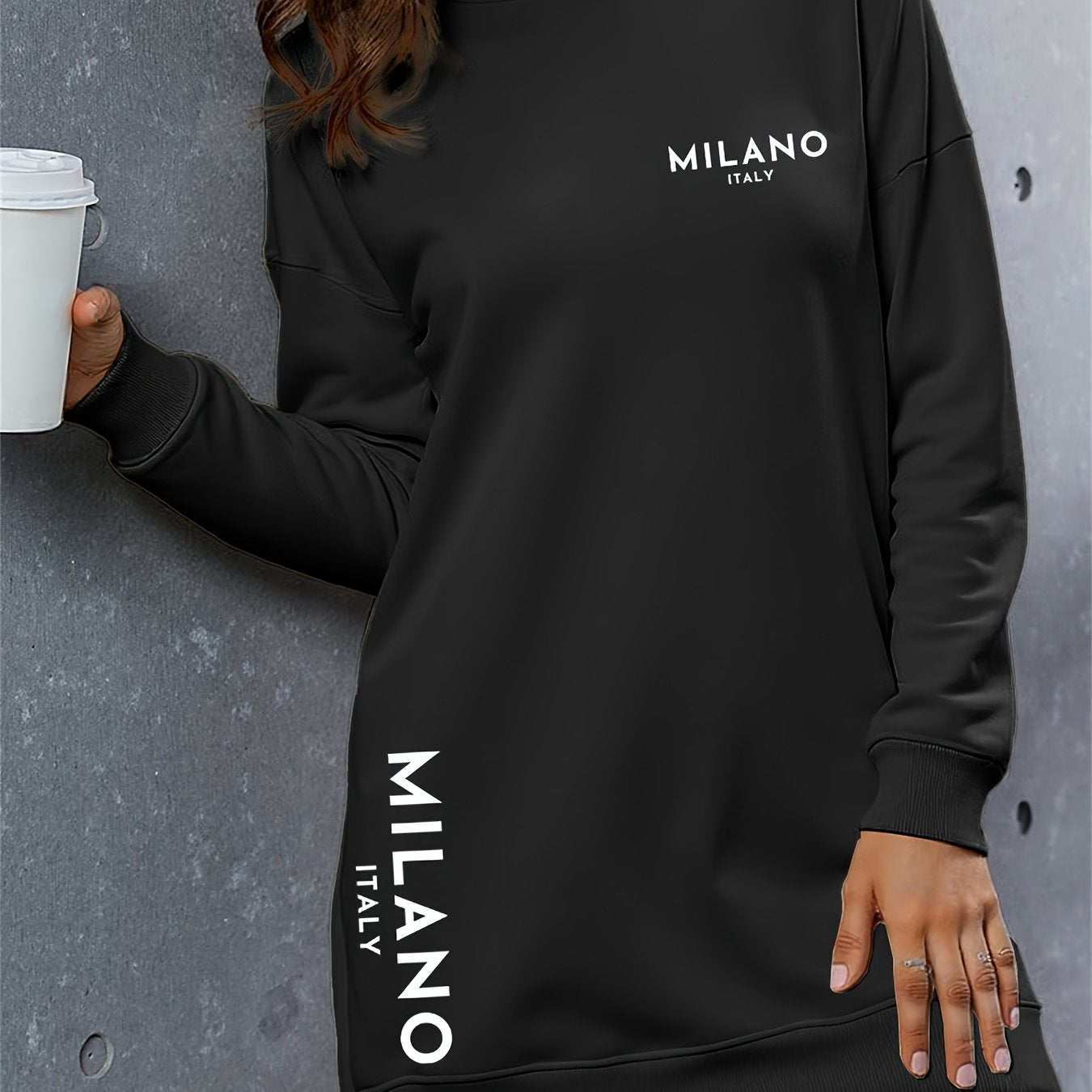 Women’s “MILANO” Oversized Hoodie Dress – Warm Long Pullover