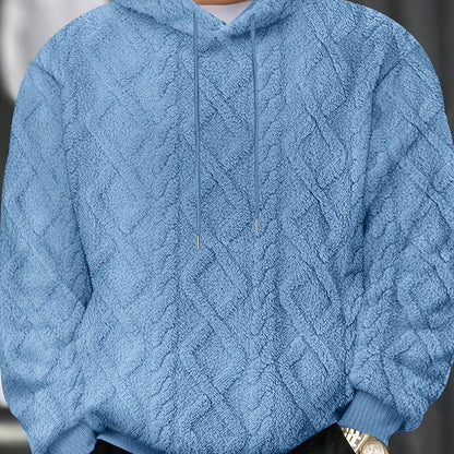 Men’s Casual Hooded Sweatshirt – Solid Color Slight Stretch Pullover