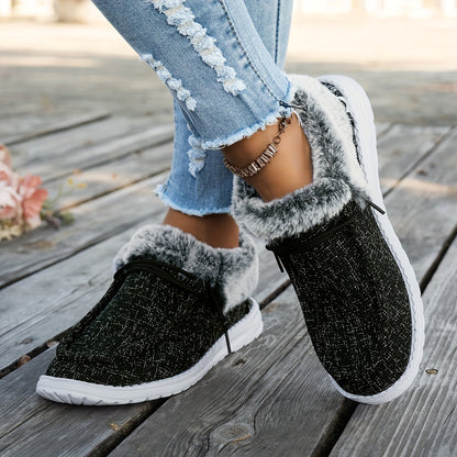 Women’s Slip-On Loafers – Warm Non-Slip Casual Winter Shoes with EVA Sole