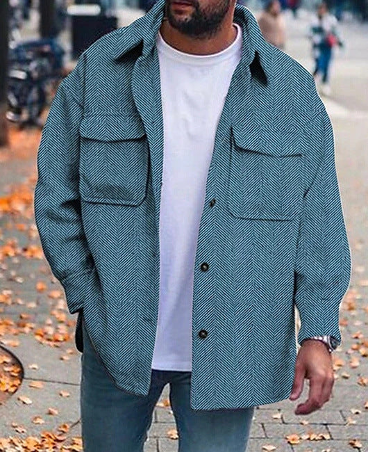 Veste de travail à col polo pour homme – Manteau mode décontracté à manches longues