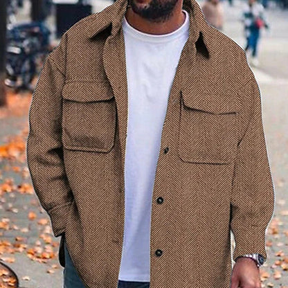 Veste de travail à col polo pour homme – Manteau mode décontracté à manches longues