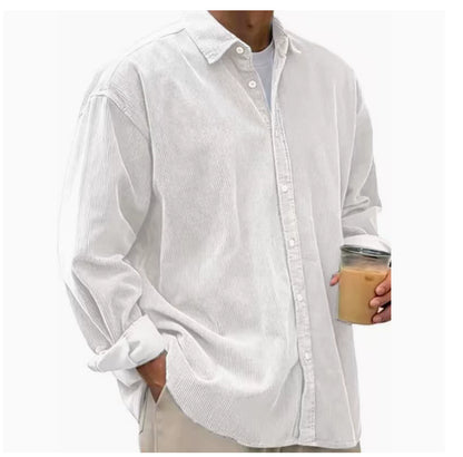Veste-chemise en velours côtelé pour homme – Manteau décontracté coupe ample pour l'automne