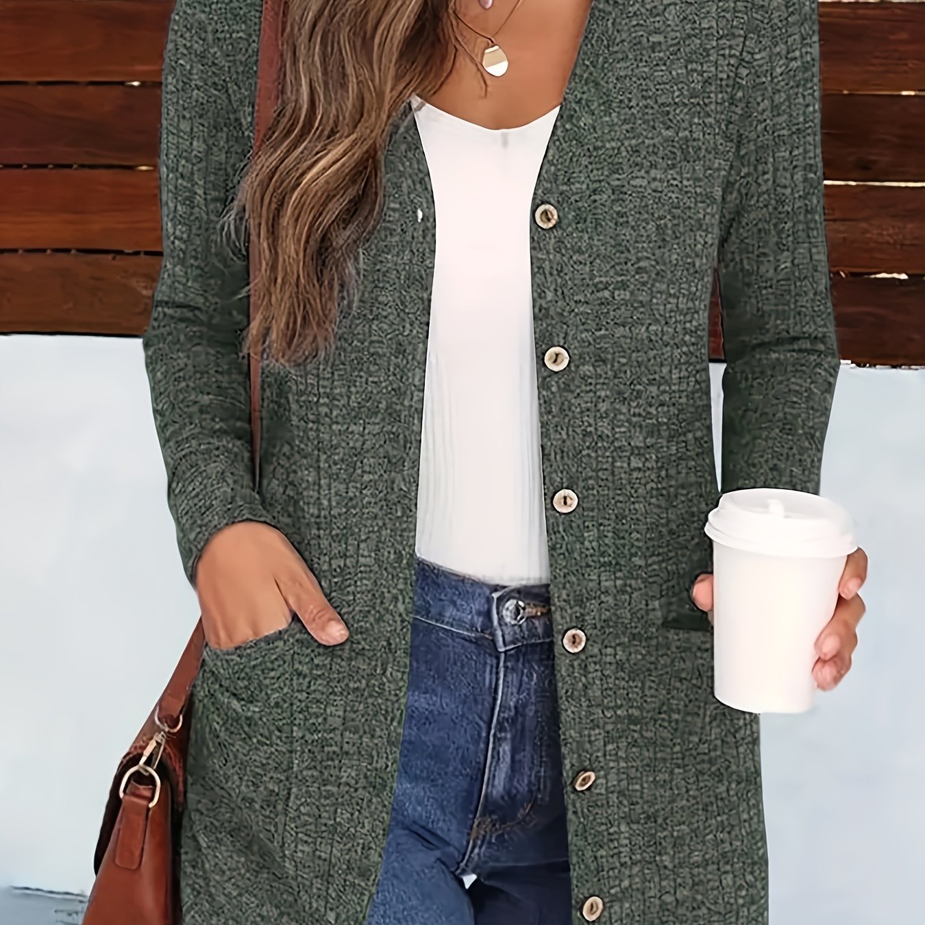 Women’s Elegant V-Neck Cardigan – Cozy Button-Up Fall Sweater
