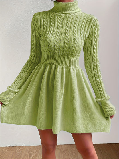 Slim-Fit High-Neck Mini Dress – Elegant A-Line Short Dress for Events