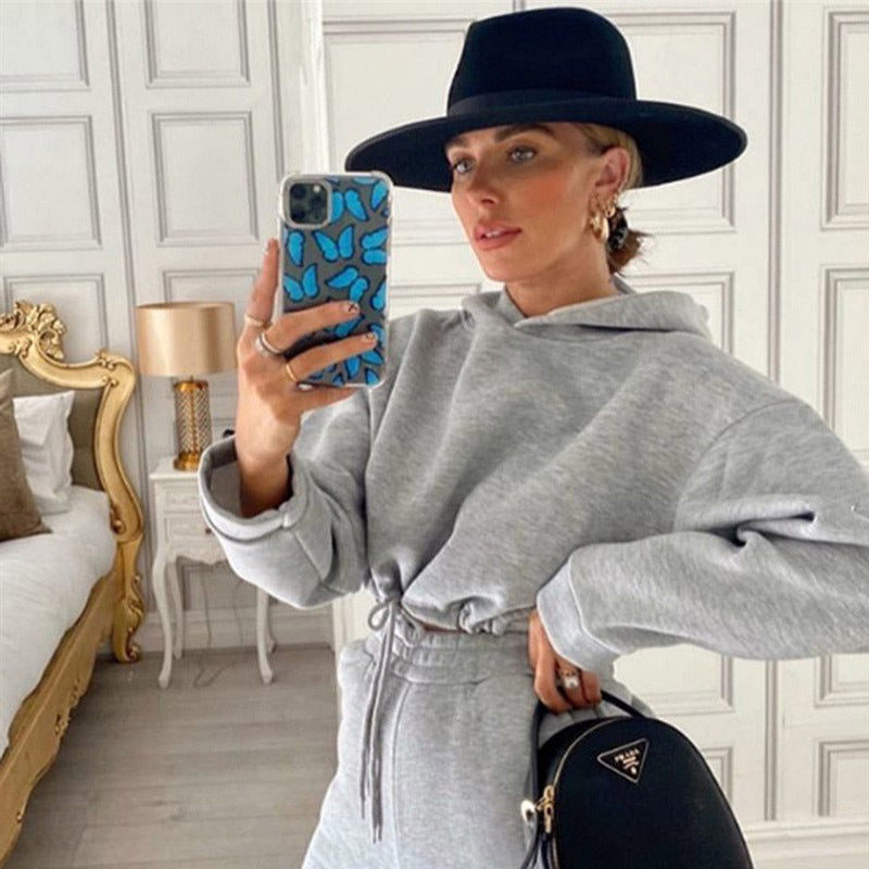 Loom & Soul Women’s 2-Piece Jogging Suit – Long Sleeve Hoodie & Pants Tracksuit, Casual Fitness Sportswear Set