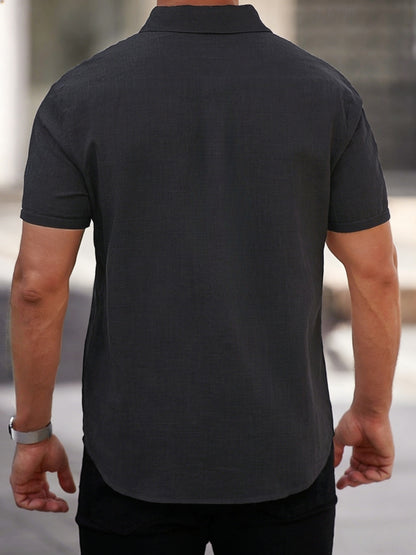 Chemise à manches courtes légère en lyocell pour homme – Boutonnée décontractée d’été