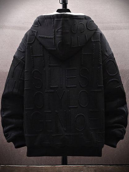 Loom & Soul Men’s Letter Hoodie – Plush Zip-Up Sweatshirt Holiday Edition