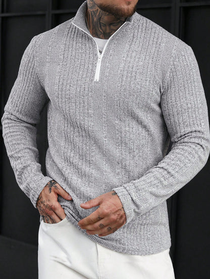 Sweat à capuche côtelé à col montant pour homme – Coupe ajustée et épaisse